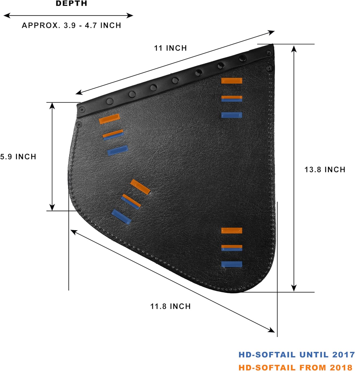 Diablo Black Swing Arm Bag Biker Bag Hardtail Frame compatible with Harley Davidson Fatboy Left Breakout Fat Bob Side HD Special Edition Side Bag