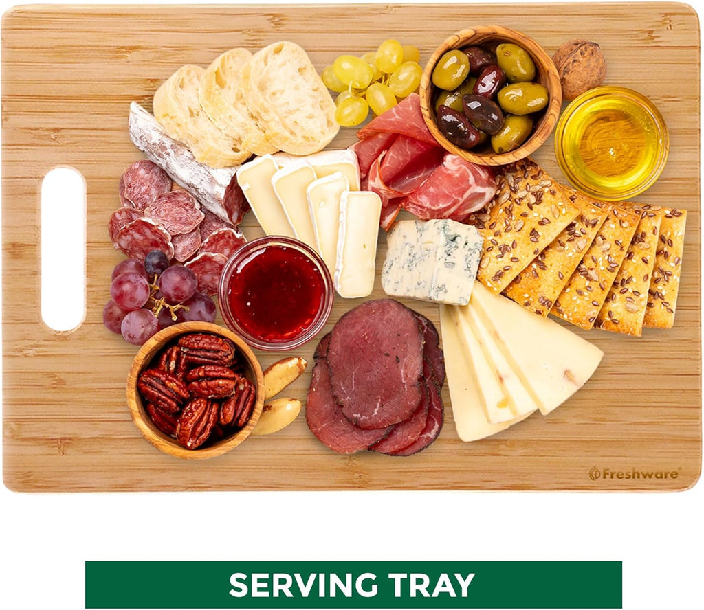 3-Piece Bamboo Cutting Board Set – Food-Grade Wooden Kitchen Chopping Boards, Knife-Friendly, Lightweight with Hanging Hole