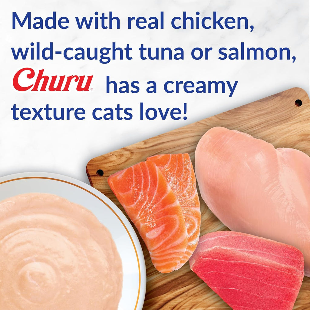 Churu Grain-Free Lickable Cat Treats, Creamy Purée Cat Treat & Topper, Tuna & Chicken Variety, 0.5 oz Tubes, 50 Pack