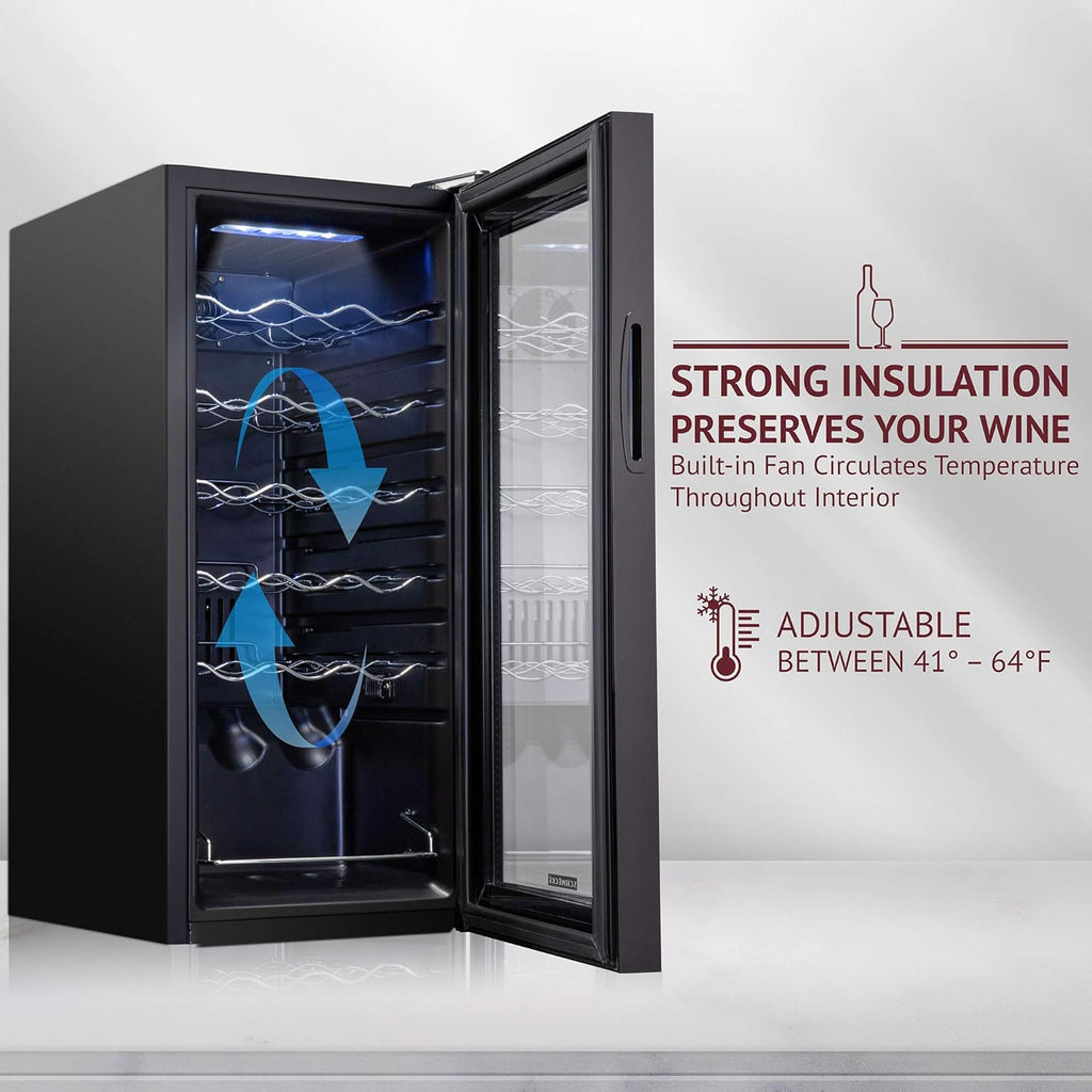 18 Bottle Compressor Wine Cooler Refrigerator with Lock – 41°F–64°F Digital Temperature Control, Freestanding, Black