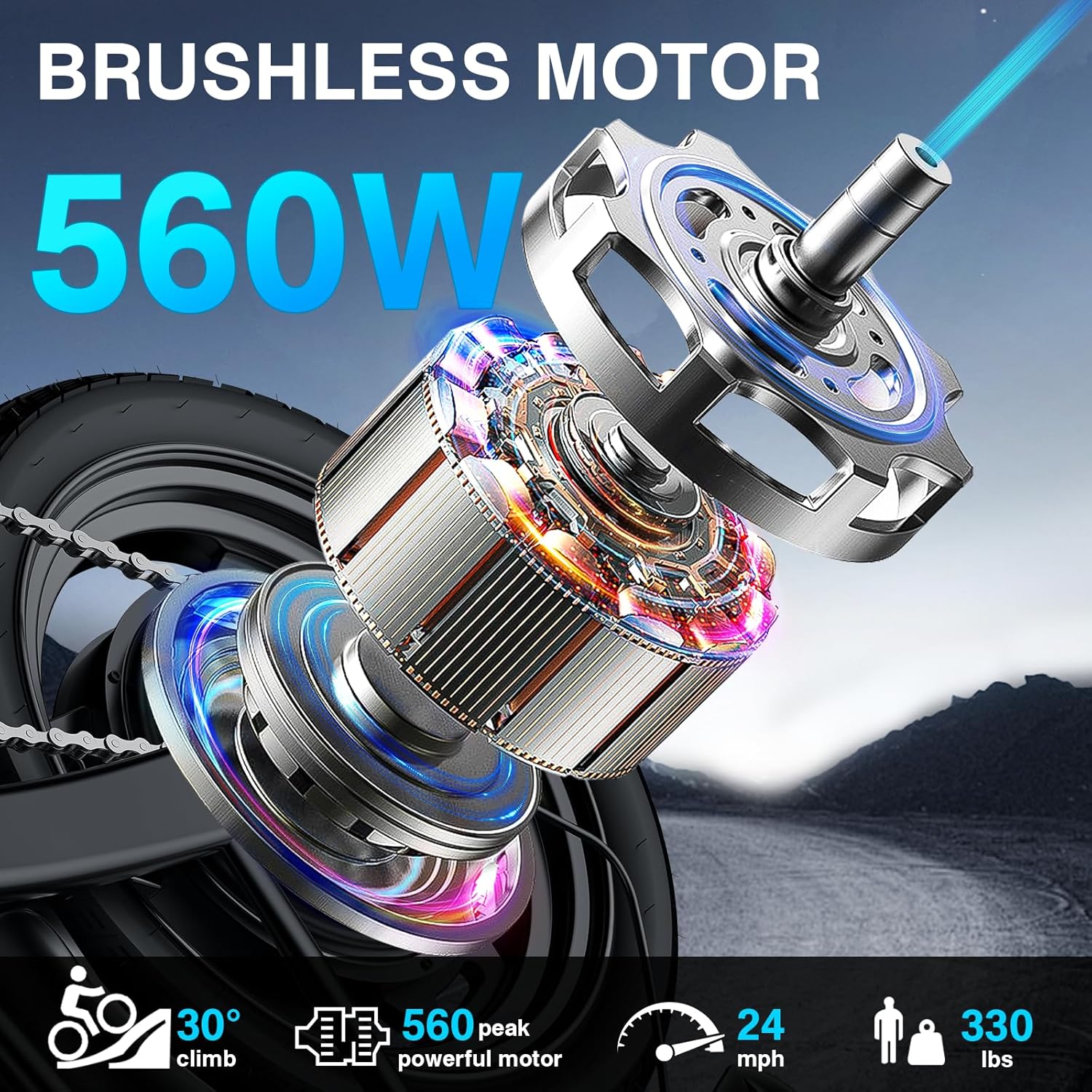 14" Folding Electric Bike for Adults & Teens – 560W Motor, 20–24MPH, 32-Mile Range, 48V 10Ah Battery, 3-Level Pedal Assist, UL 2849