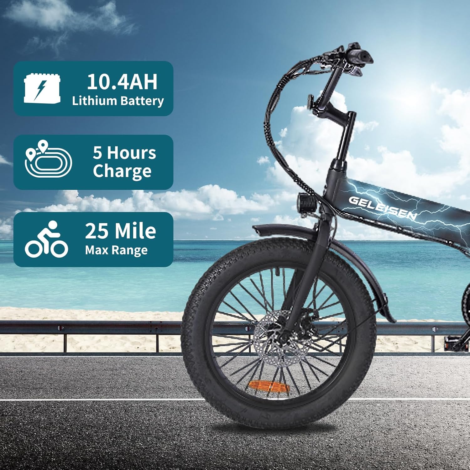 20"×3.0 Folding Electric Bike for Adults – Fat Tire E-Bike, 374.4Wh Battery, 20MPH, LCD Display, 6-Speed, Electric Cargo Bike, Fits 5'0"+
