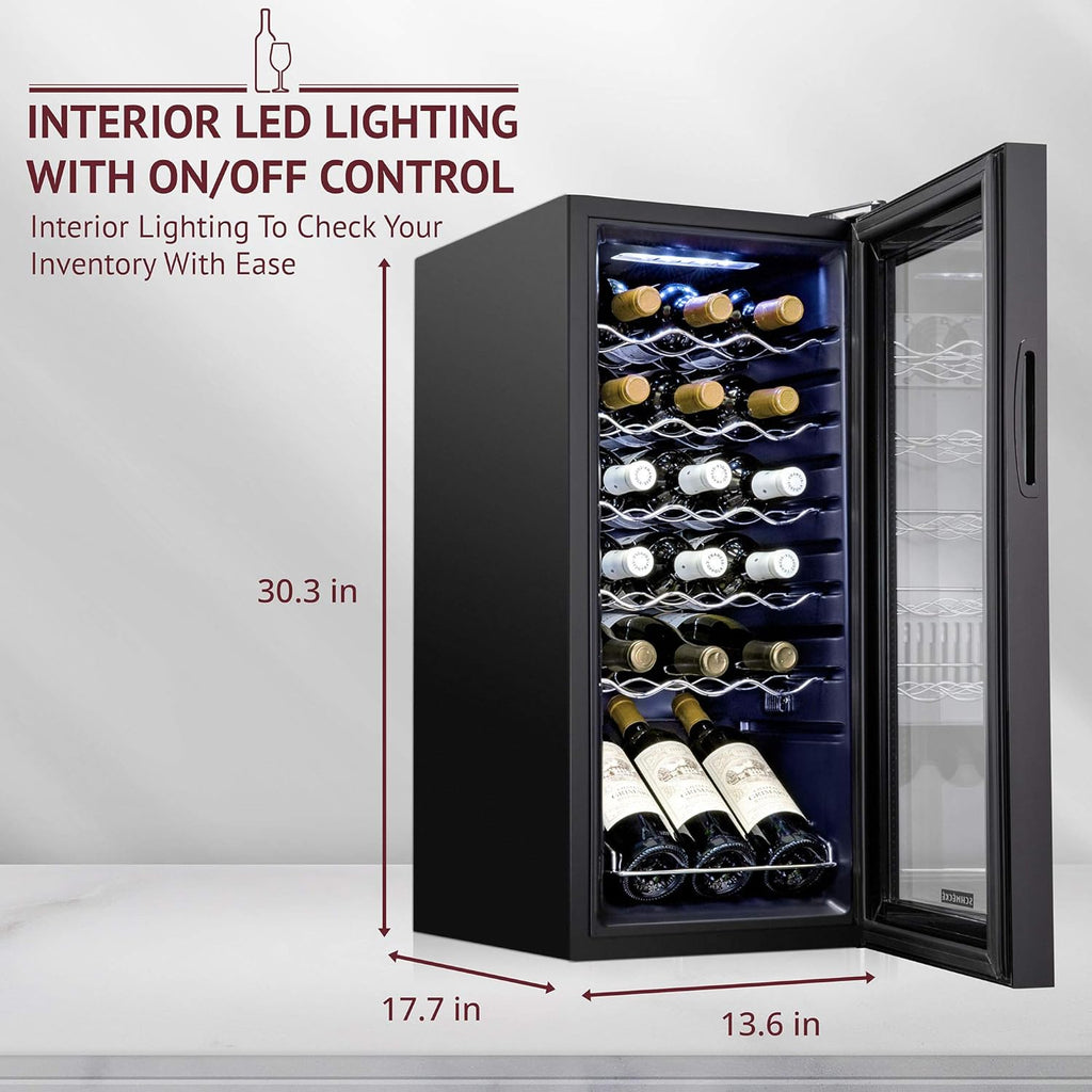 18 Bottle Compressor Wine Cooler Refrigerator with Lock – 41°F–64°F Digital Temperature Control, Freestanding, Black