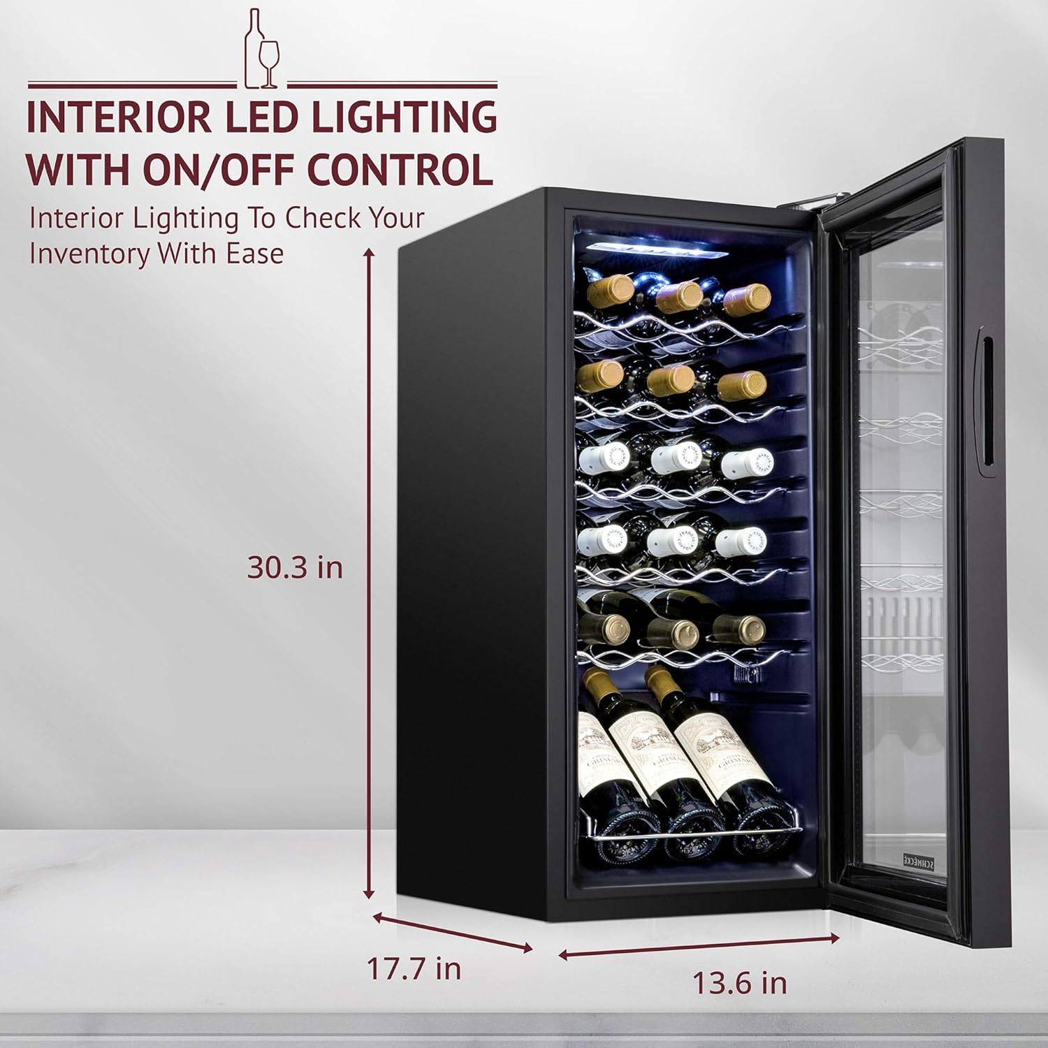 18 Bottle Compressor Wine Cooler Refrigerator with Lock – 41°F–64°F Digital Temperature Control, Freestanding, Black