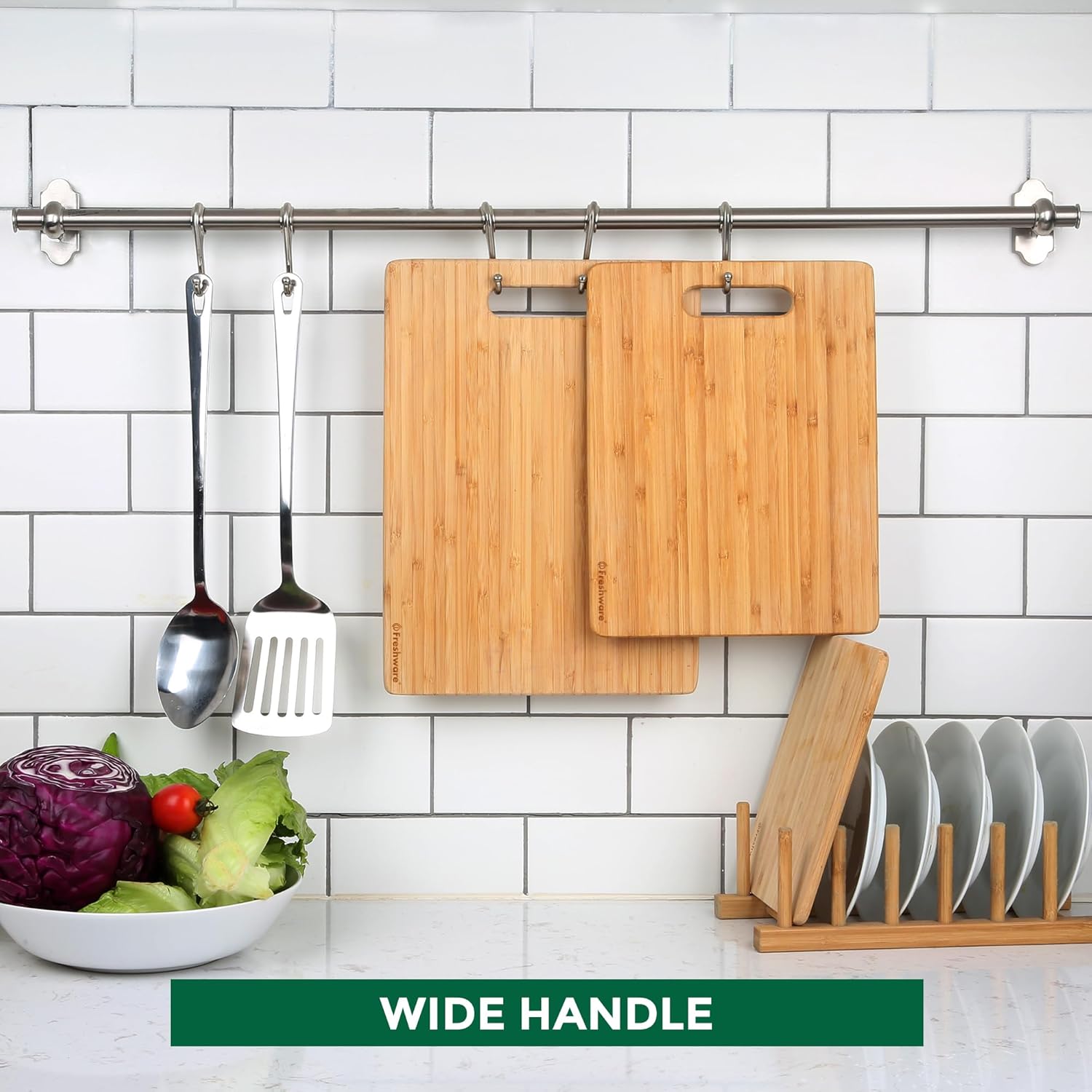 3-Piece Bamboo Cutting Board Set – Food-Grade Wooden Kitchen Chopping Boards, Knife-Friendly, Lightweight with Hanging Hole