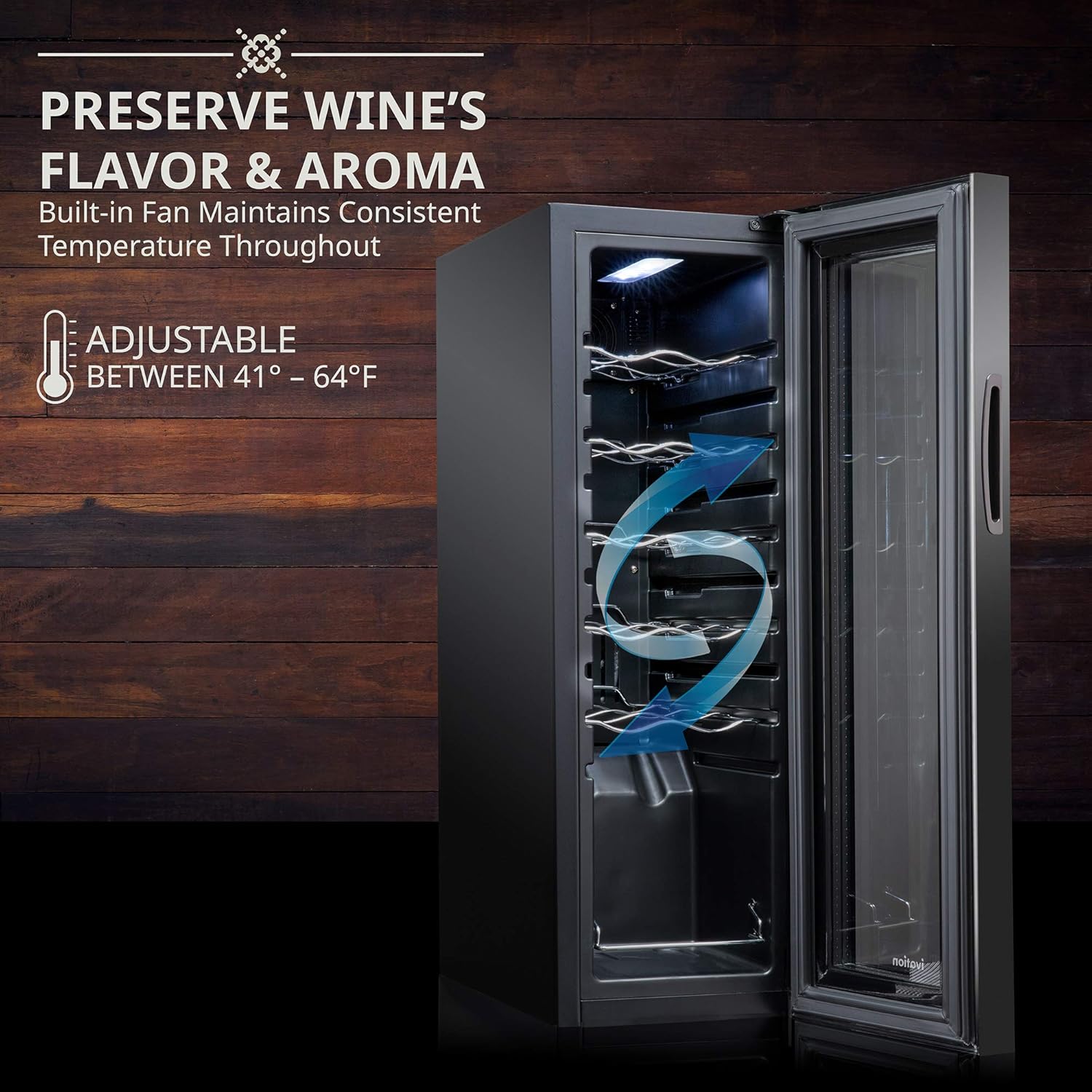 12 Bottle Compressor Wine Cooler Refrigerator with Lock – 41°F–64°F Digital Temperature Control, Freestanding Glass Door, Black