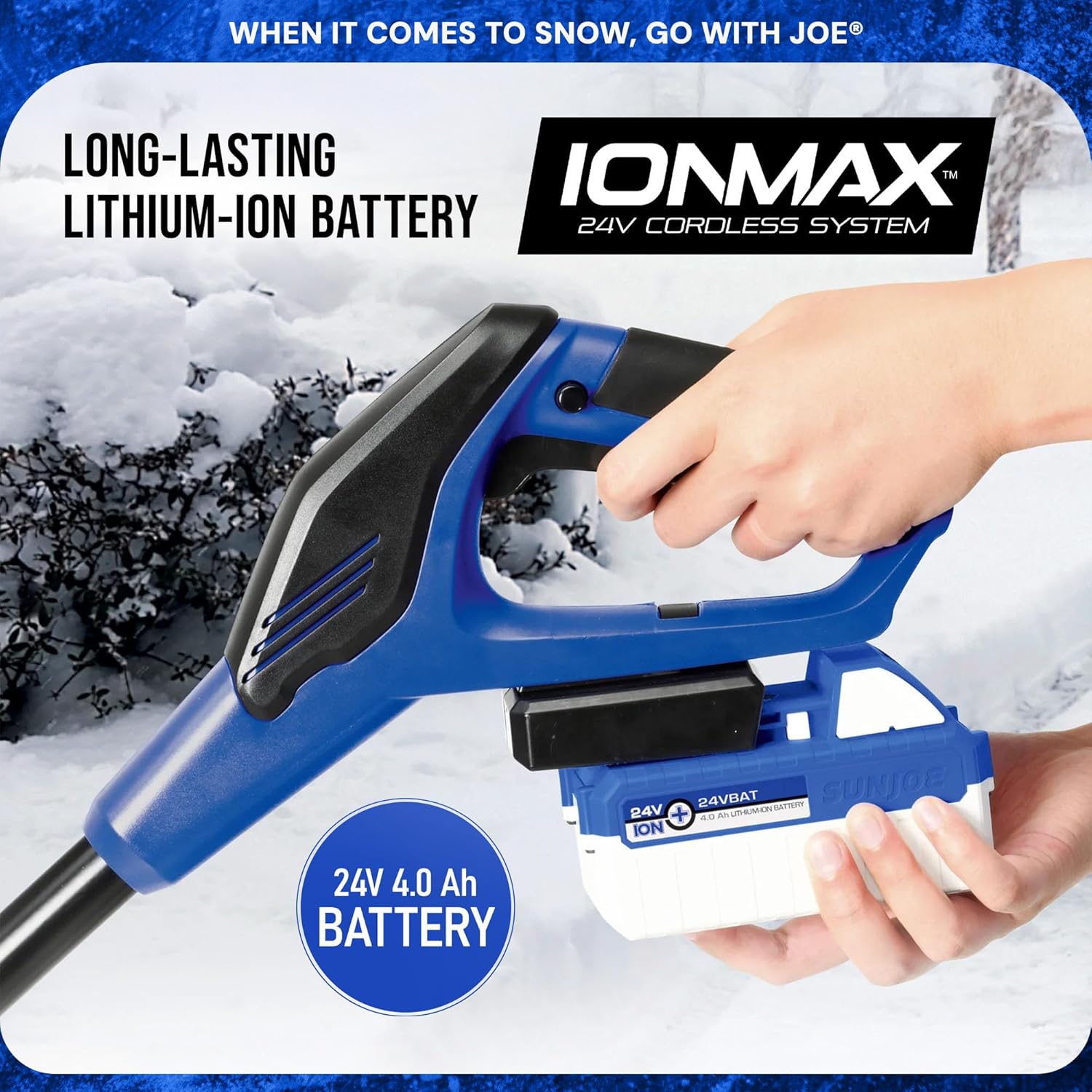 Snow Joe 24V Cordless Electric Snow Shovel – 13" Clearing Path, 400W Motor, Includes Cover & Scraper, Snow & Ice Removal for Driveway & Walkway