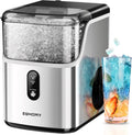 Countertop Nugget Ice Maker – 34 lbs/24H Pebble Ice Machine with Self-Cleaning Function, Scoop & Basket, Stainless Steel