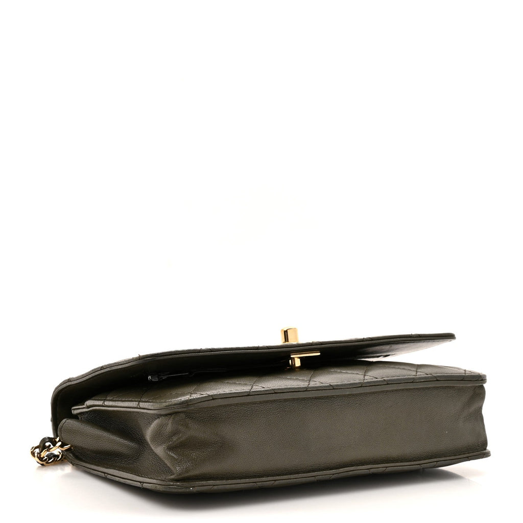 Lambskin Quilted Trendy CC Wallet On Chain WOC Green