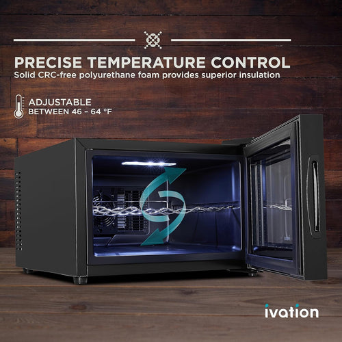8 Bottle Thermoelectric Wine Cooler – Countertop Freestanding Refrigerator with Digital Temperature Control for Red & White Wine