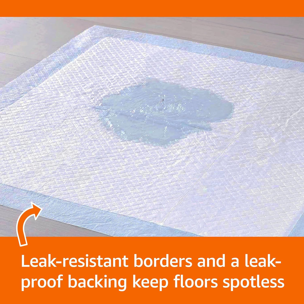 Leak-Proof Dog & Puppy Training Pee Pads, 5-Layer Super Absorbent Quick-Dry Potty Pads, 22 x 22 Inch Regular Size, Blue & White, 100 Pack