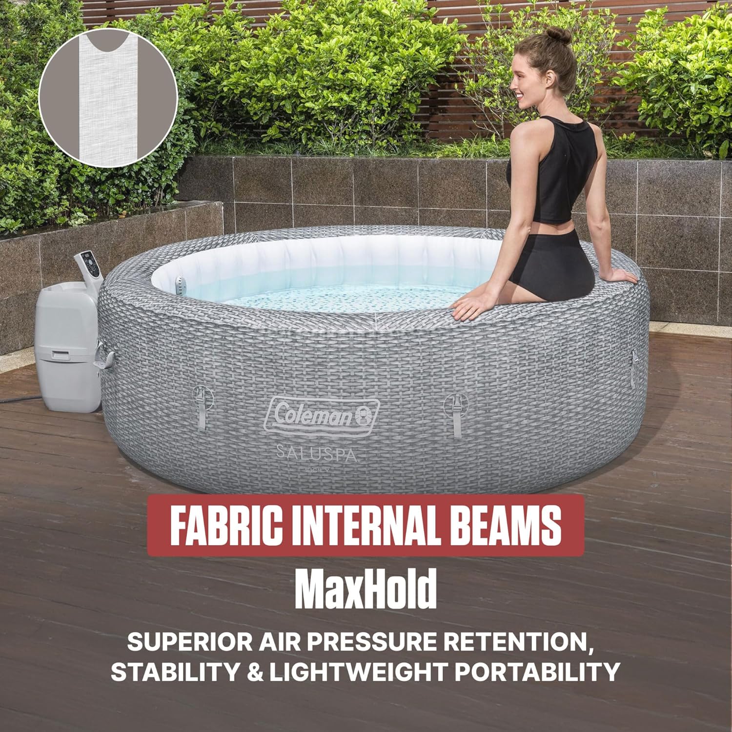 Coleman Sicily Energy-Efficient AirJet Inflatable Hot Tub 5-7 Person with App-Control