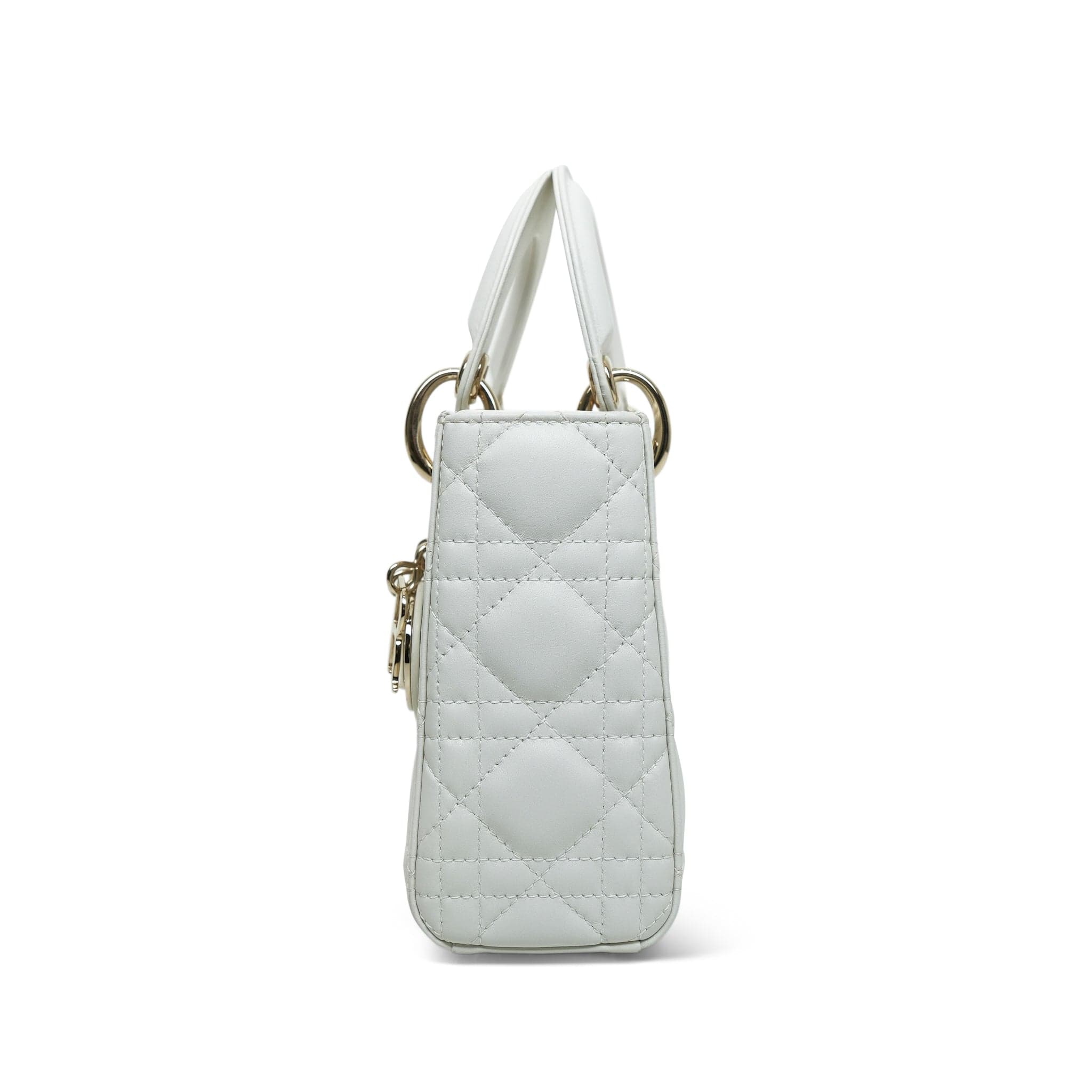 Lady Dior Latte Lambskin Cannage Mini