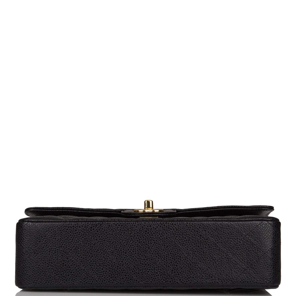 Chanel Black Quilted Caviar Medium Classic Double Flap Bag Gold Hardware