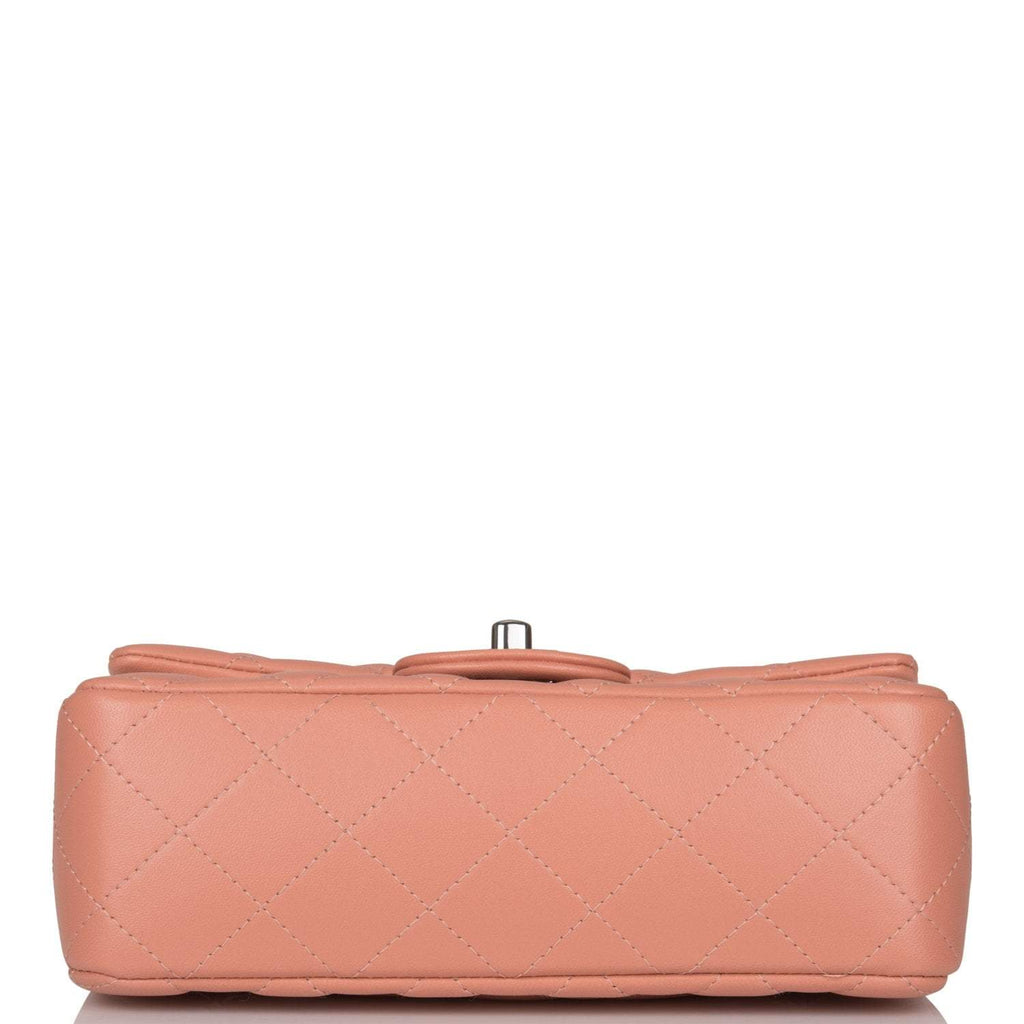 Chanel Mini Rectangular Flap Bag Rose Lambskin Silver Hardware