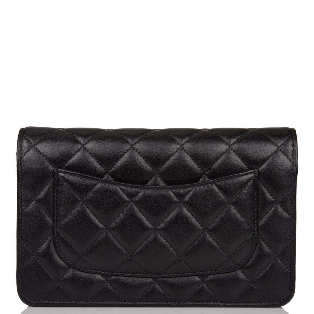 Chanel SO Black Classic Quilted Lambskin Wallet On Chain (WOC) Black Hardware