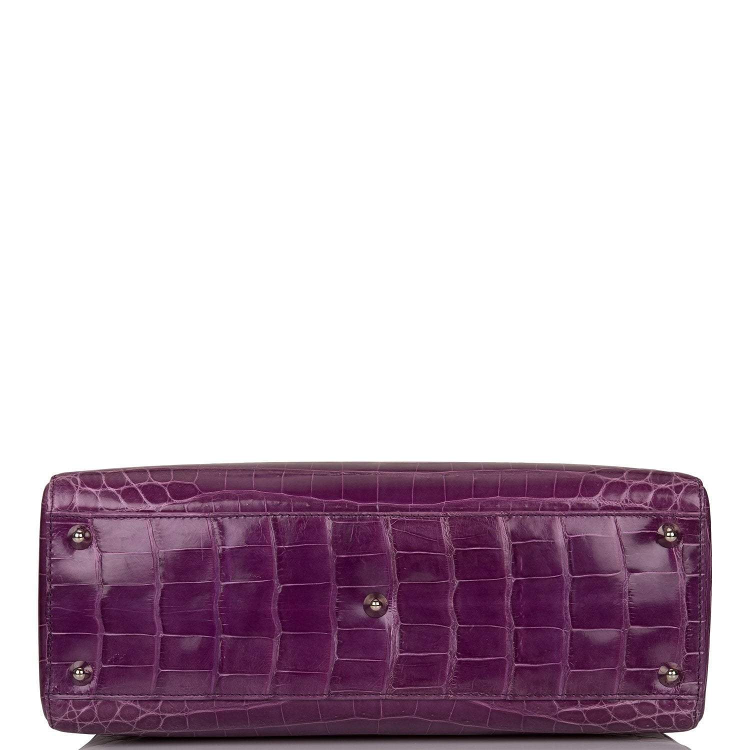 Christian Dior Purple Large Lady Dior Crocodile Tote Silver Hardware