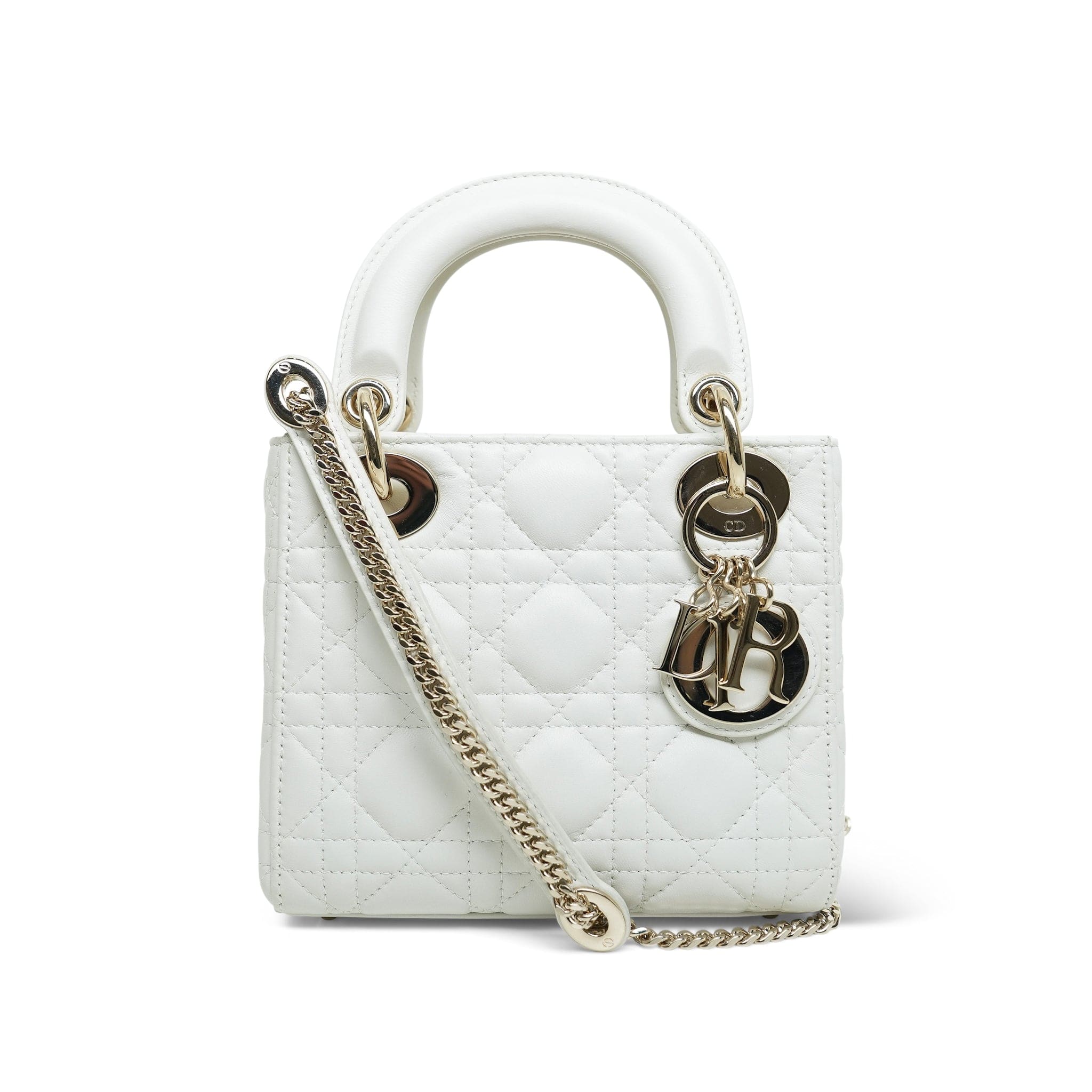 Lady Dior Latte Lambskin Cannage Mini