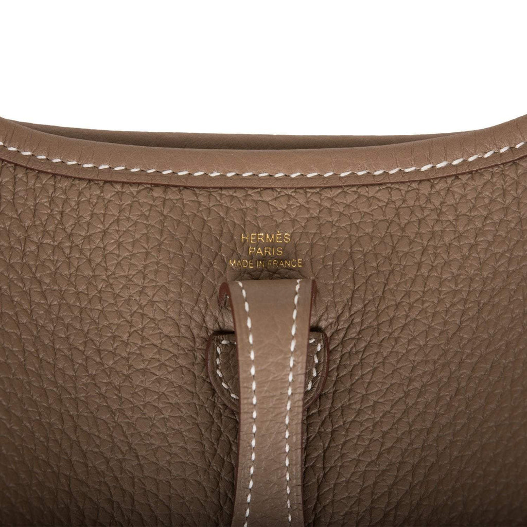Hermes Evelyne TPM Etoupe Clemence Bag Gold Hardware