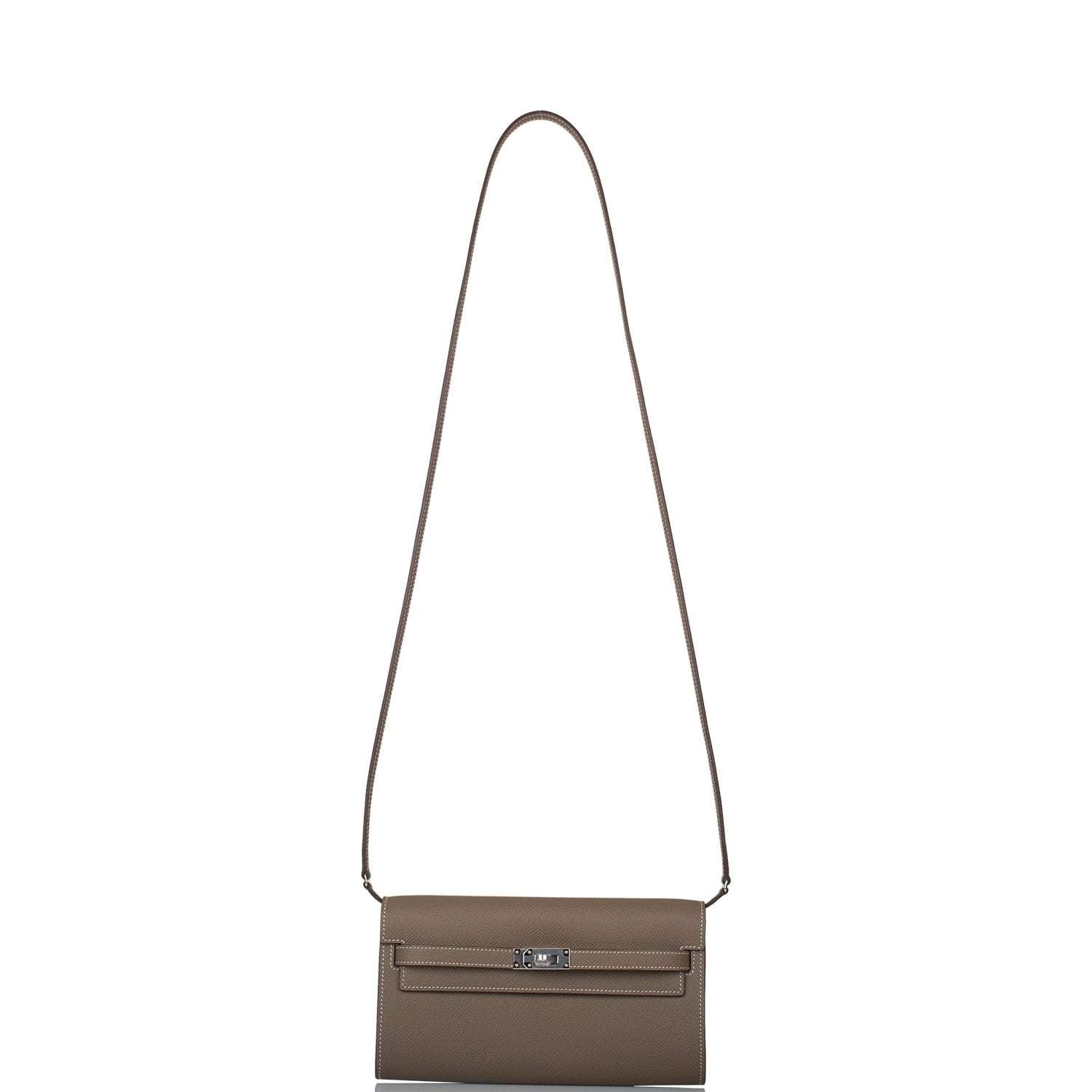 Hermes Etoupe Epsom Kelly Wallet To Go Palladium Hardware