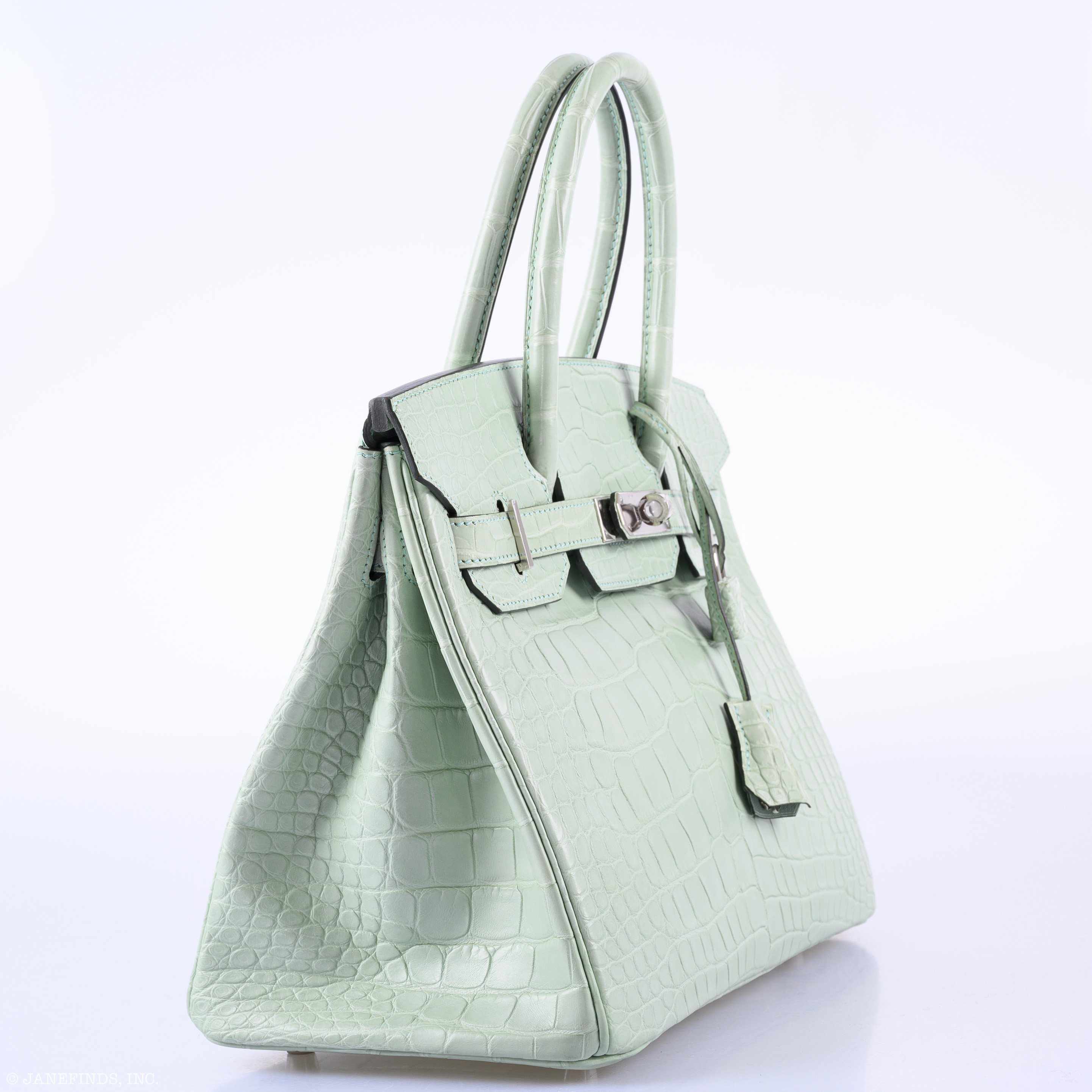 Hermes Birkin 30 Vert D'Eau Matte Alligator Palladium Hardware - 2019, D