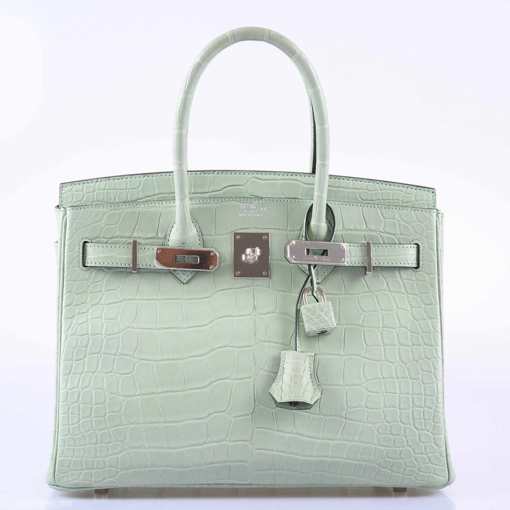 Hermes Birkin 30 Vert D'Eau Matte Alligator Palladium Hardware - 2019, D