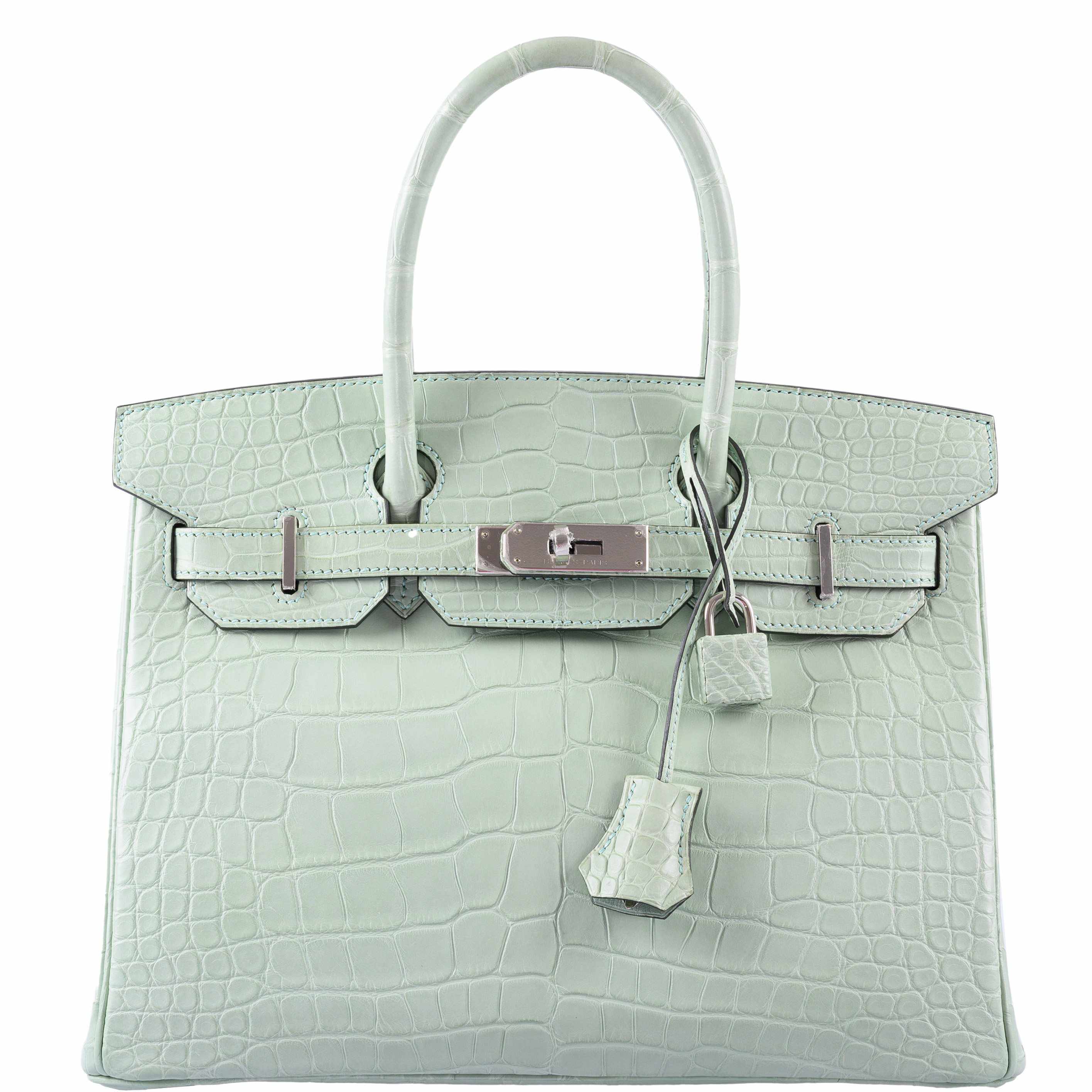 Hermes Birkin 30 Vert D'Eau Matte Alligator Palladium Hardware - 2019, D