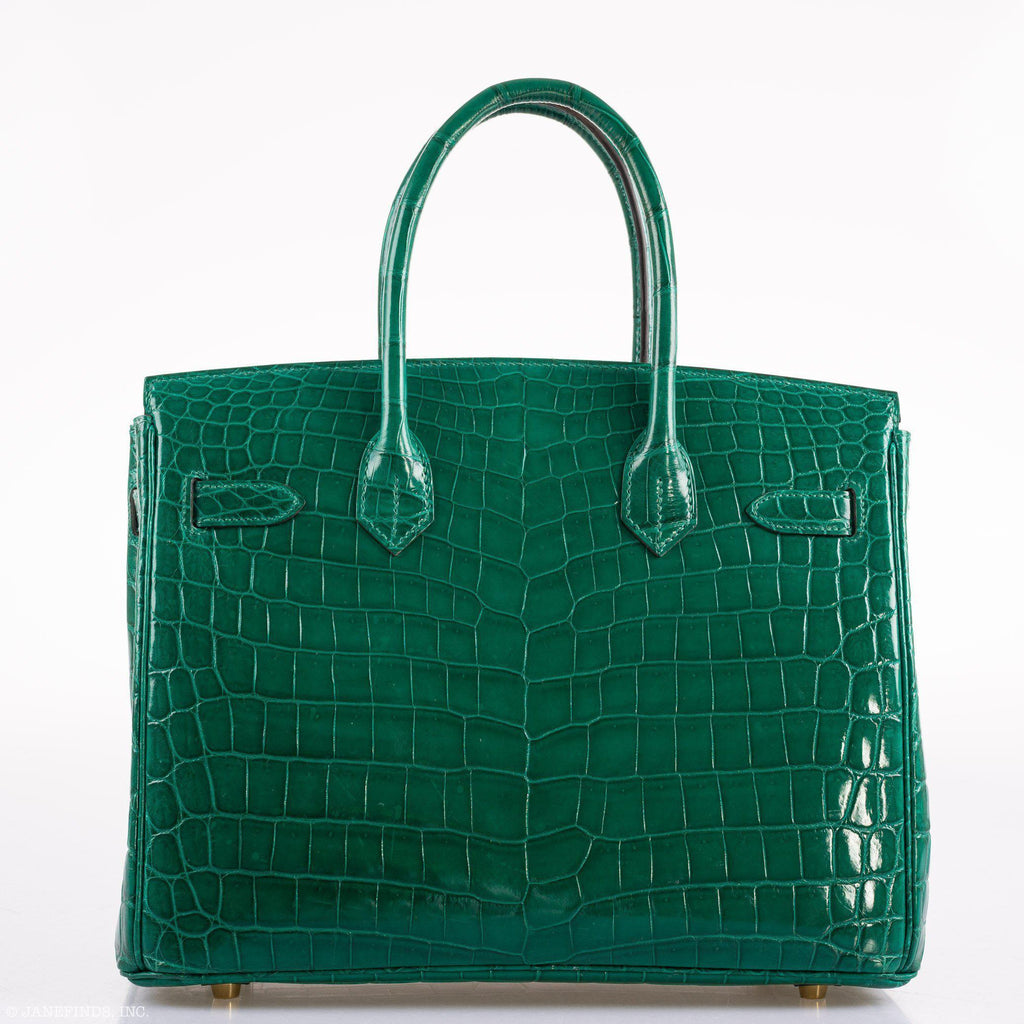 Hermes Birkin 30 Vert Emerald Niloticus Crocodile Gold Hardware - 2019, D