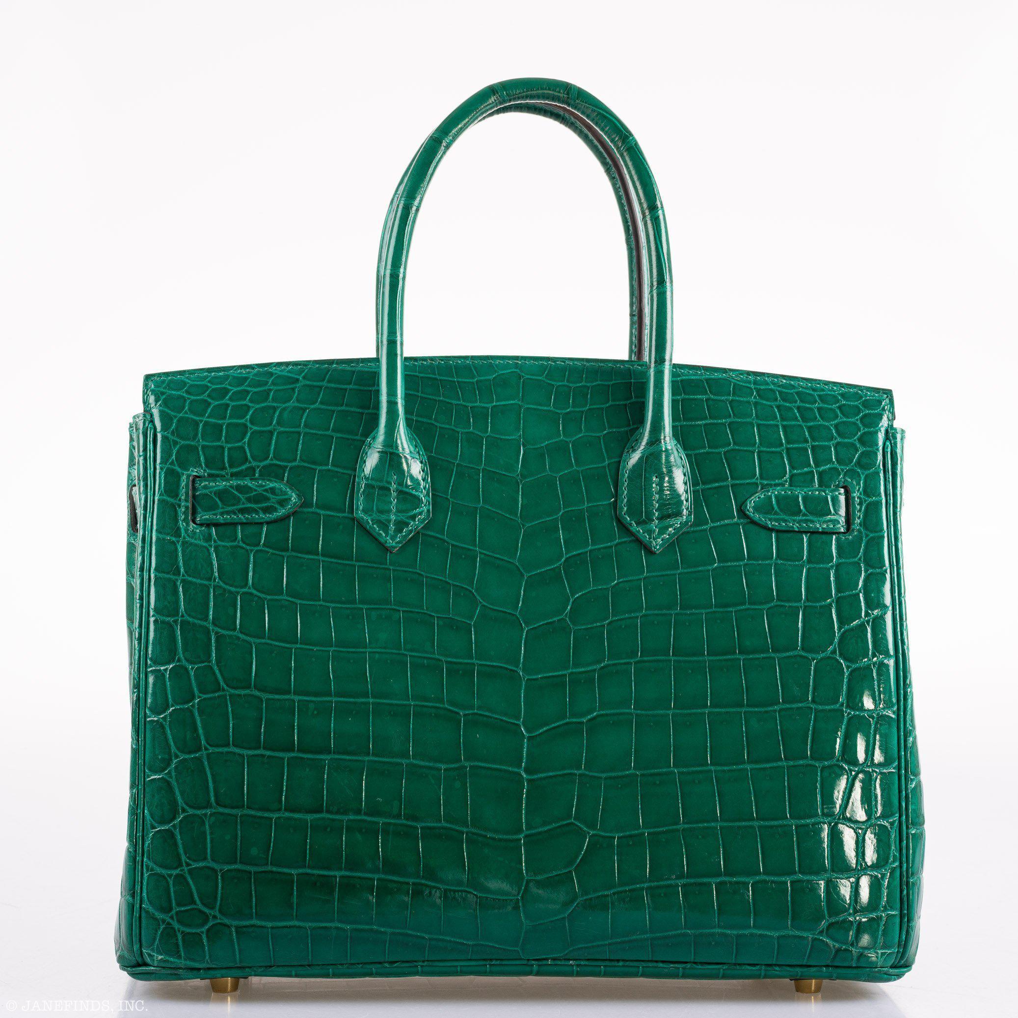Hermes Birkin 30 Vert Emerald Niloticus Crocodile Gold Hardware - 2019, D