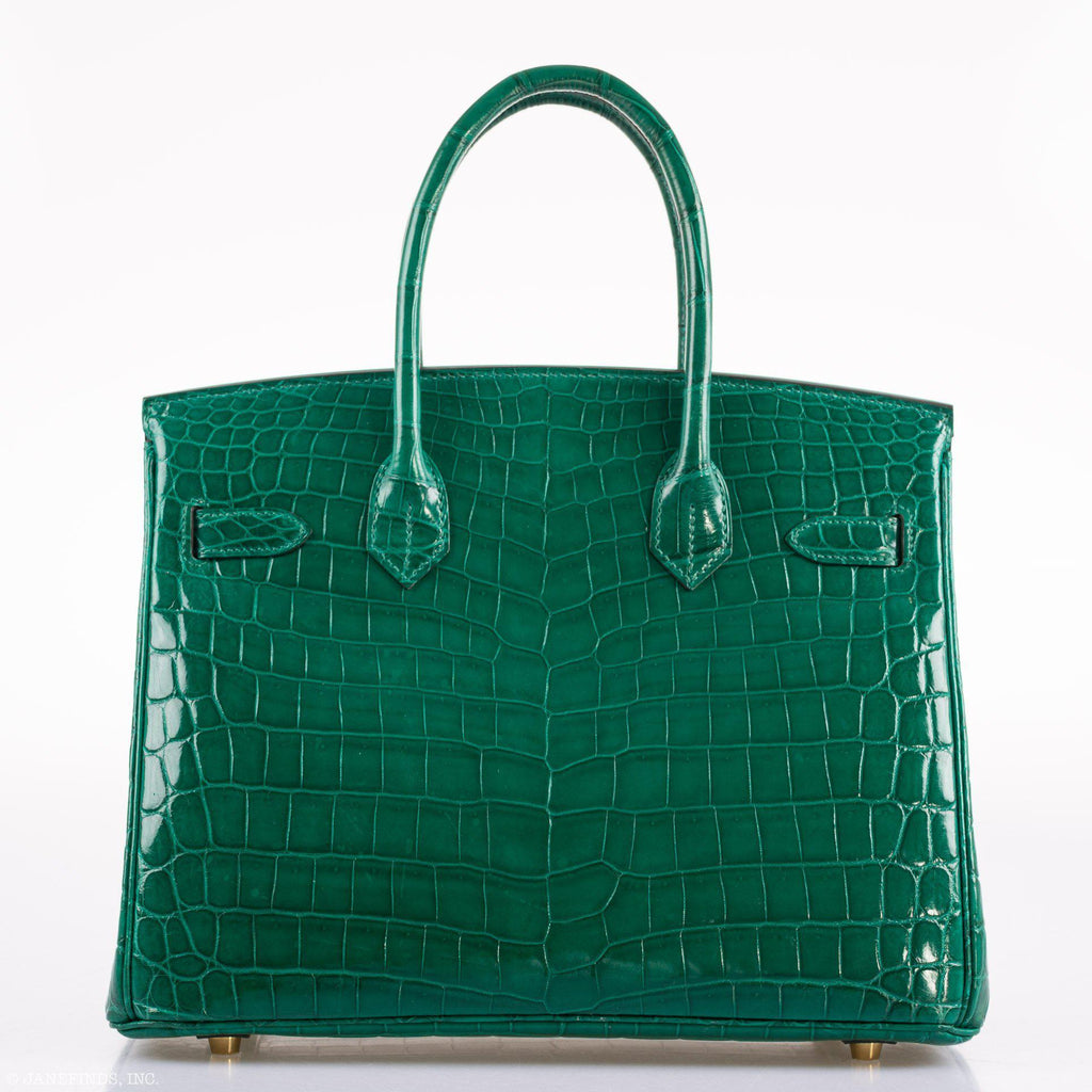 Hermes Birkin 30 Vert Emerald Niloticus Crocodile Gold Hardware - 2019, D
