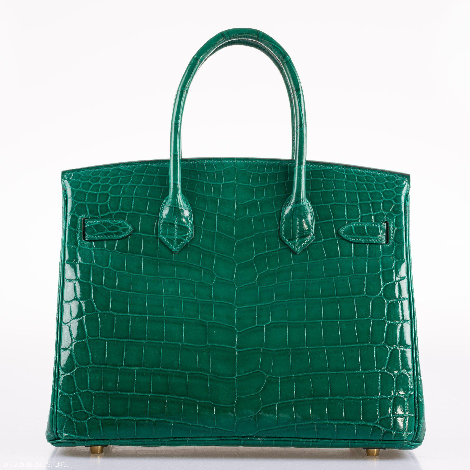 Hermes Birkin 30 Vert Emerald Niloticus Crocodile Gold Hardware - 2019, D