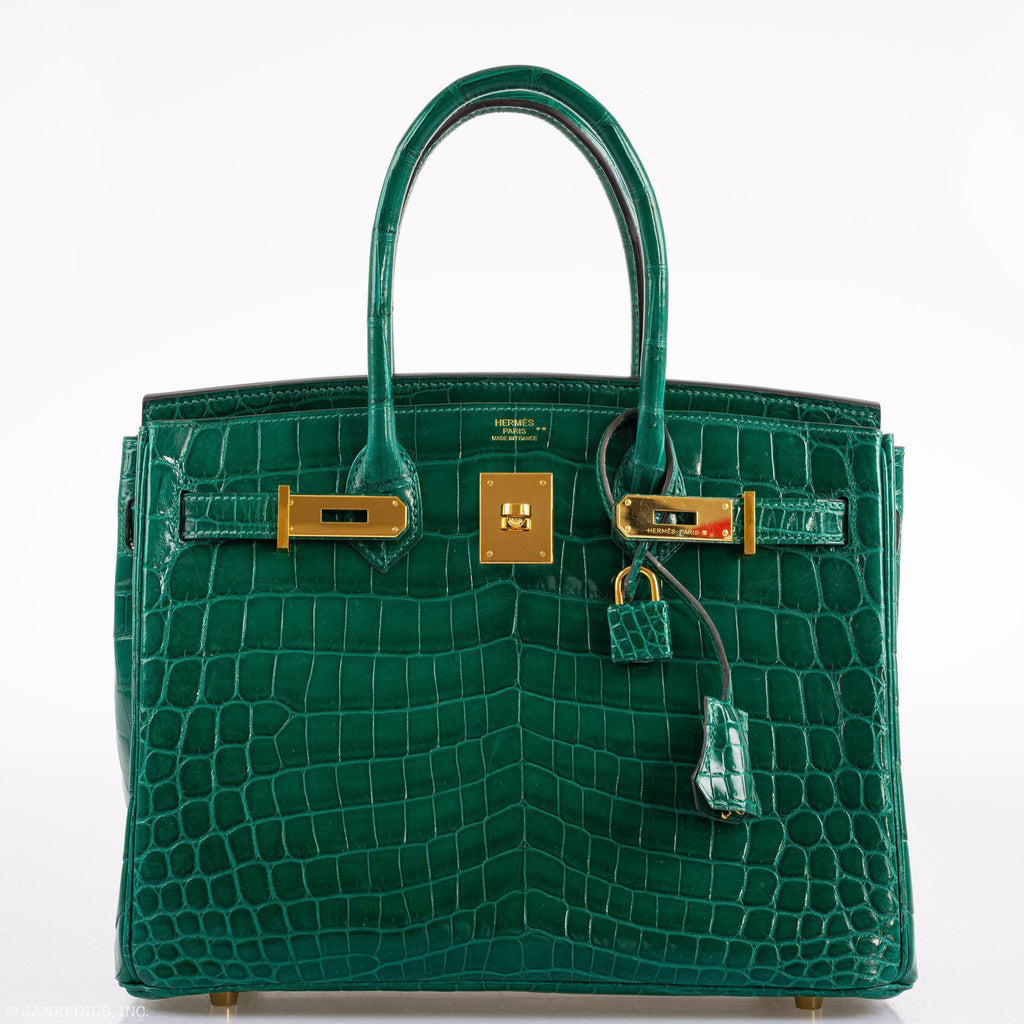 Hermes Birkin 30 Vert Emerald Niloticus Crocodile Gold Hardware - 2019, D