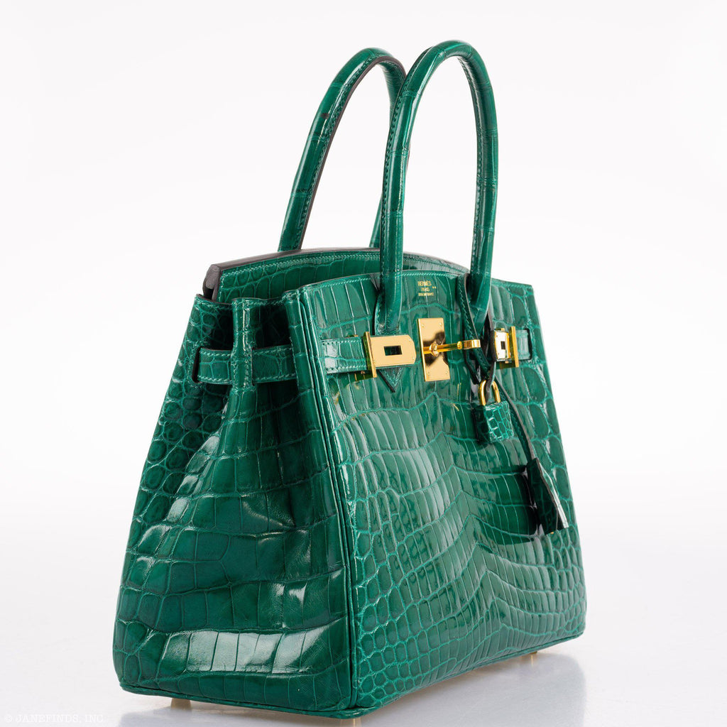 Hermes Birkin 30 Vert Emerald Niloticus Crocodile Gold Hardware - 2019, D
