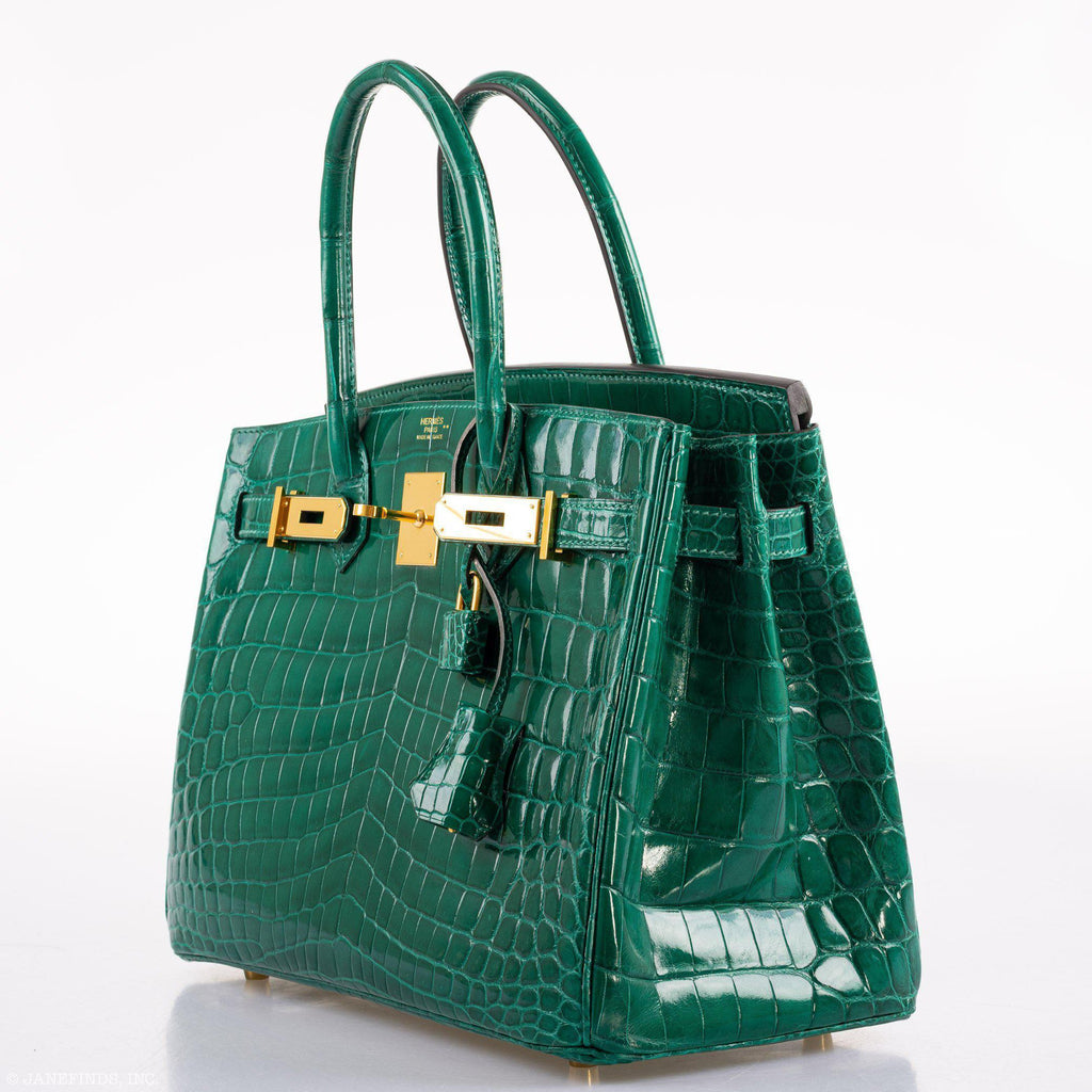 Hermes Birkin 30 Vert Emerald Niloticus Crocodile Gold Hardware - 2019, D