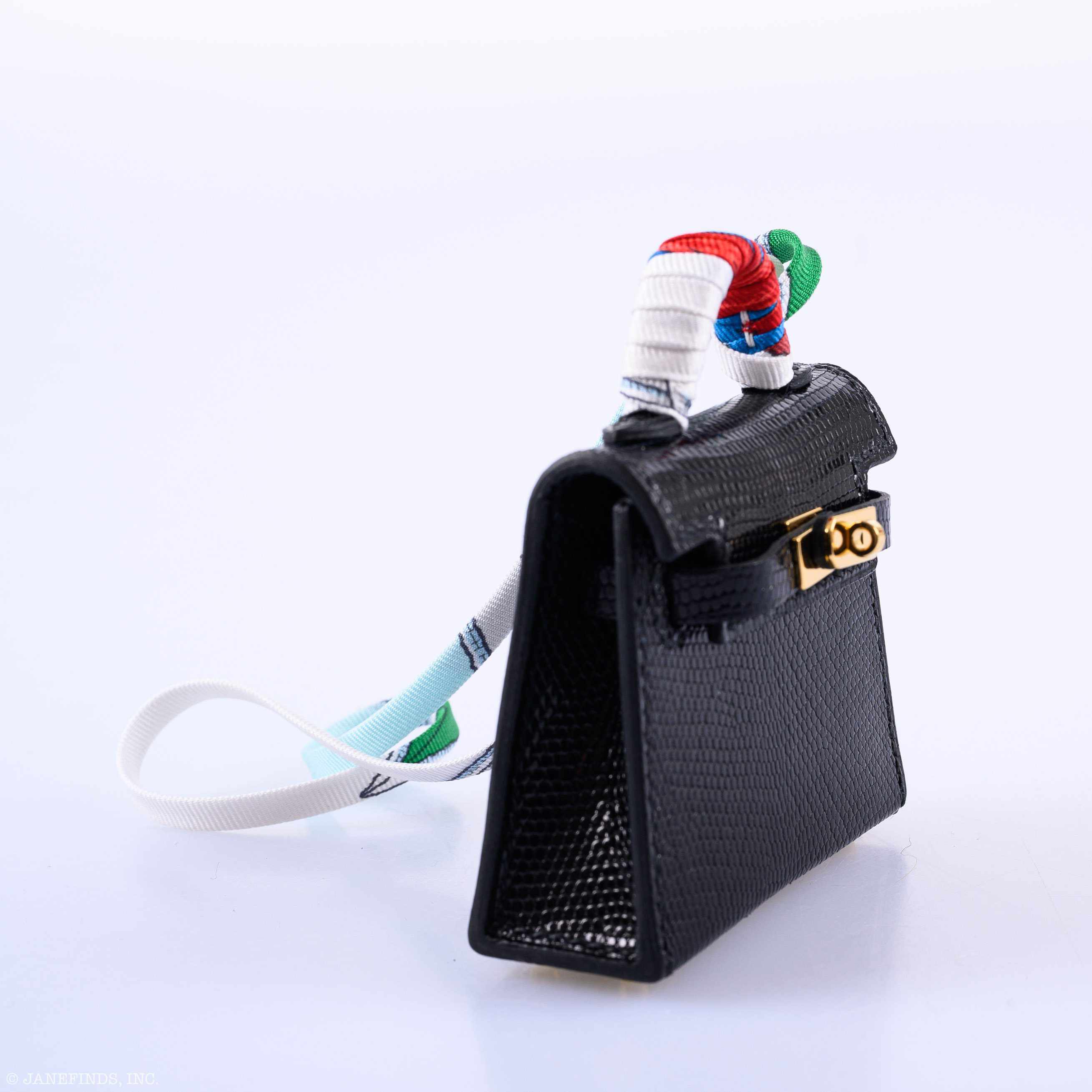 Hermes Micro Kelly Charm Black Lizard Gold Hardware - 2019, D