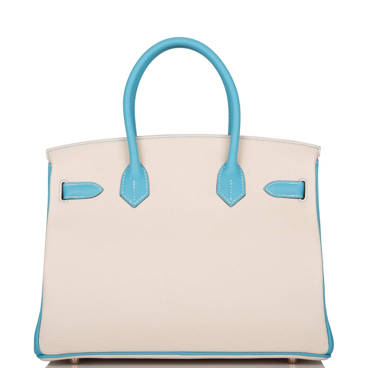 Hermes Birkin 30cm Bi-Color Craie and Bleu Atoll Togo  Rose Gold Hardware