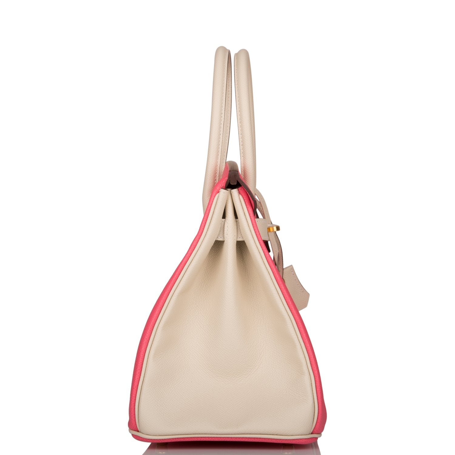 Hermes Birkin 30cm Bi-Color Craie and Rose Azalee Epsom Brushed Gold Hardware