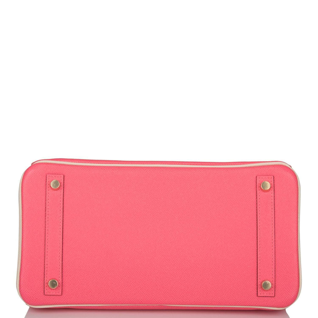 Hermes Birkin 30cm Bi-Color Craie and Rose Azalee Epsom Brushed Gold Hardware