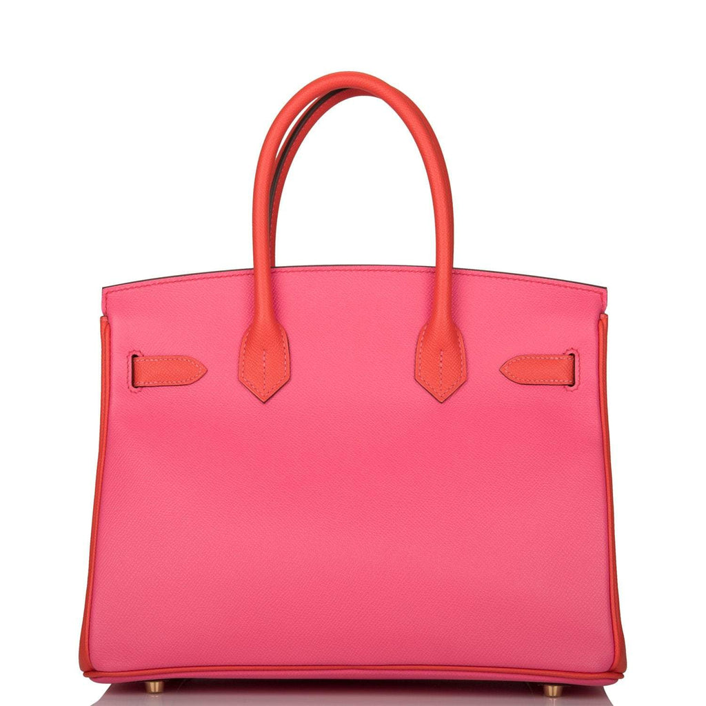 Hermes Birkin 30cm Bi-Color Rose Azalee and Feu Epsom Permabrass Hardware