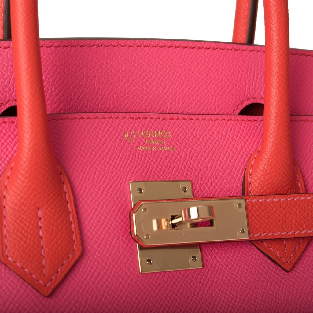 Hermes Birkin 30cm Bi-Color Rose Azalee and Feu Epsom Permabrass Hardware