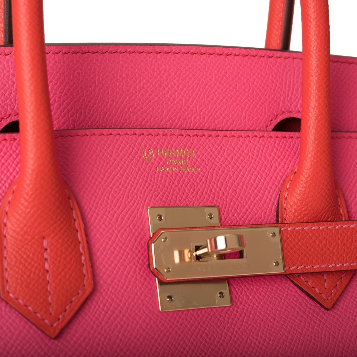 Hermes Birkin 30cm Bi-Color Rose Azalee and Feu Epsom Permabrass Hardware