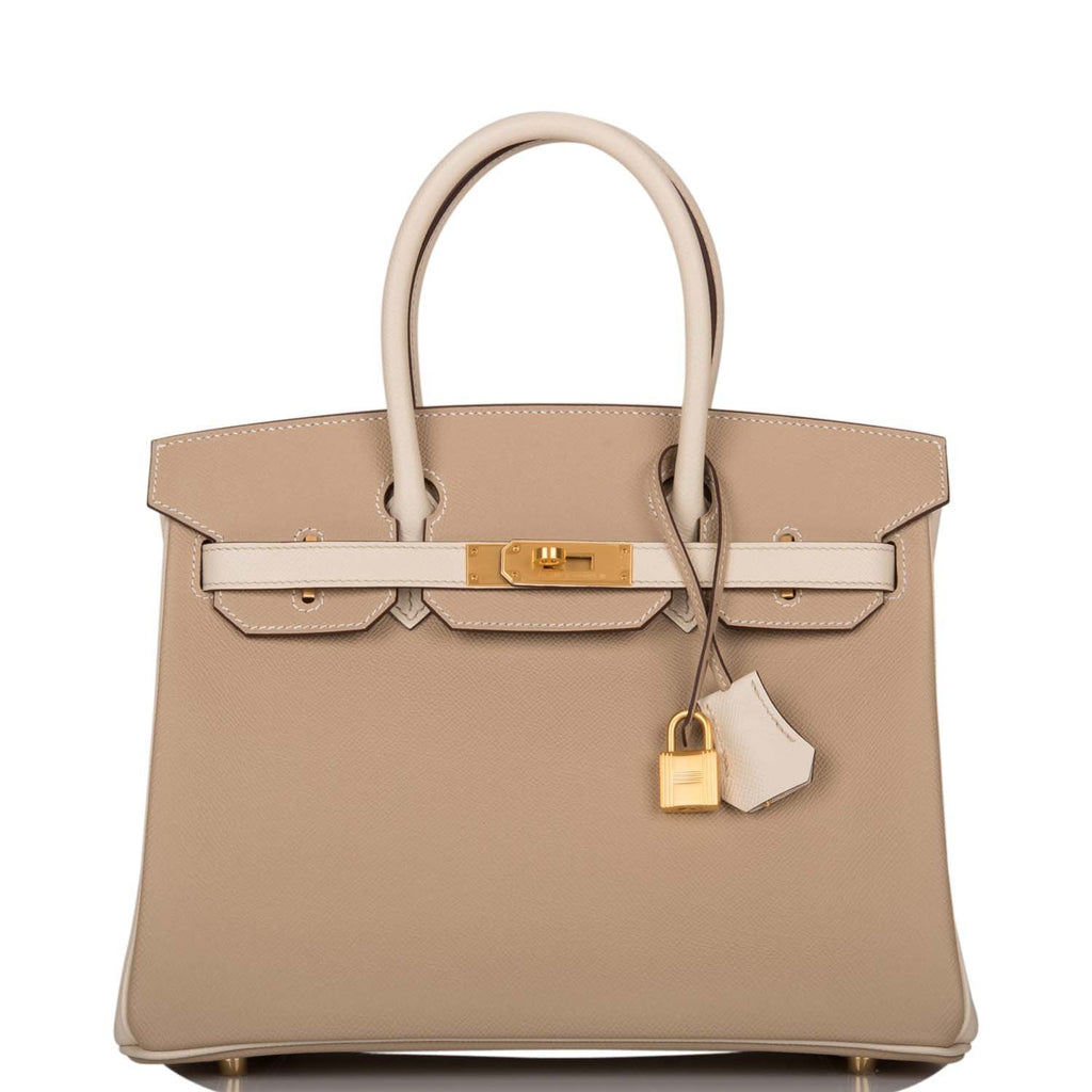 Hermes Birkin 30cm Bi-Color Trench and Craie Epsom Gold Hardware