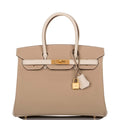 Hermes Birkin 30cm Bi-Color Trench and Craie Epsom Gold Hardware