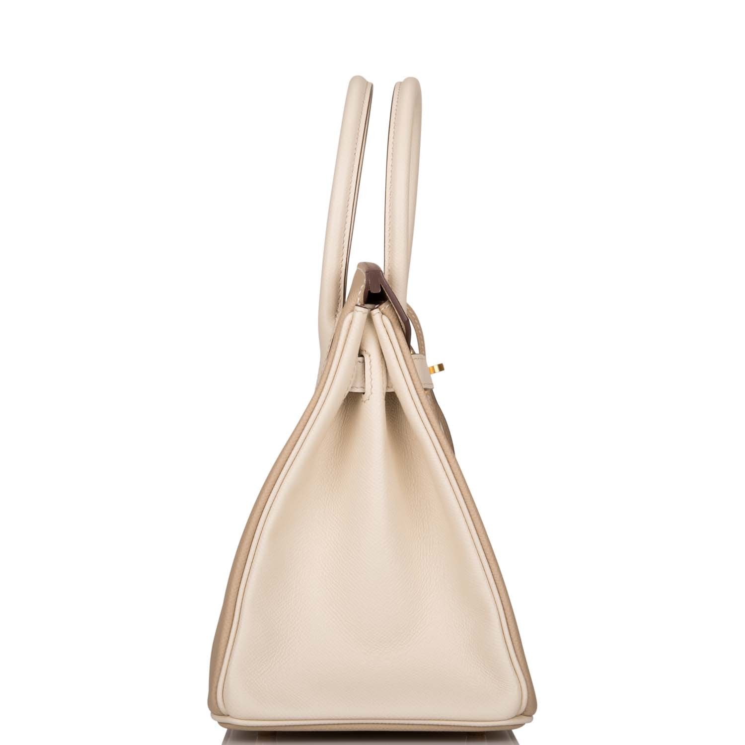 Hermes Birkin 30cm Bi-Color Trench and Craie Epsom Gold Hardware