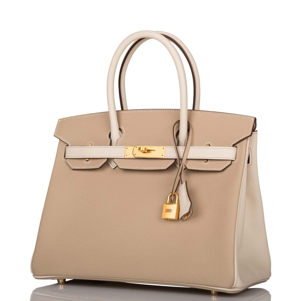 Hermes Birkin 30cm Bi-Color Trench and Craie Epsom Gold Hardware