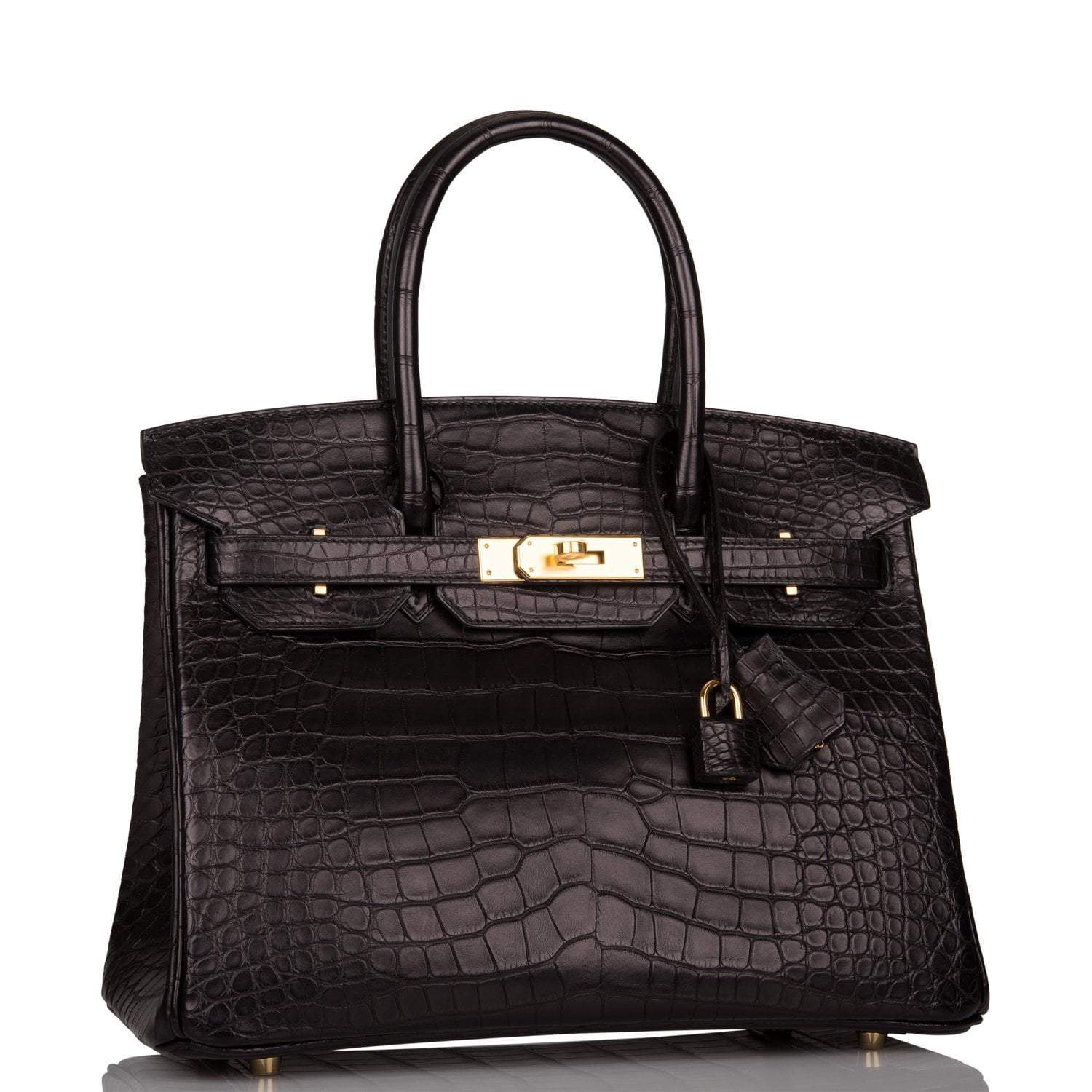 Hermes Birkin 30cm Black Matte Alligator Gold Hardware