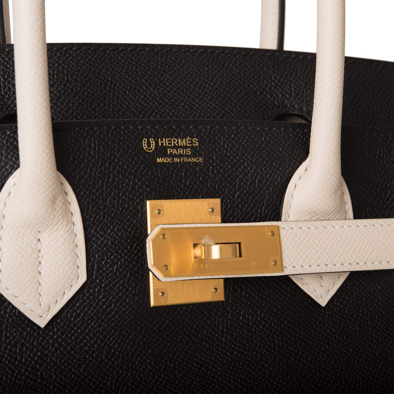 Hermes Birkin 30cm Brushed Gold Hardware Bi-Color Black and Craie Epsom