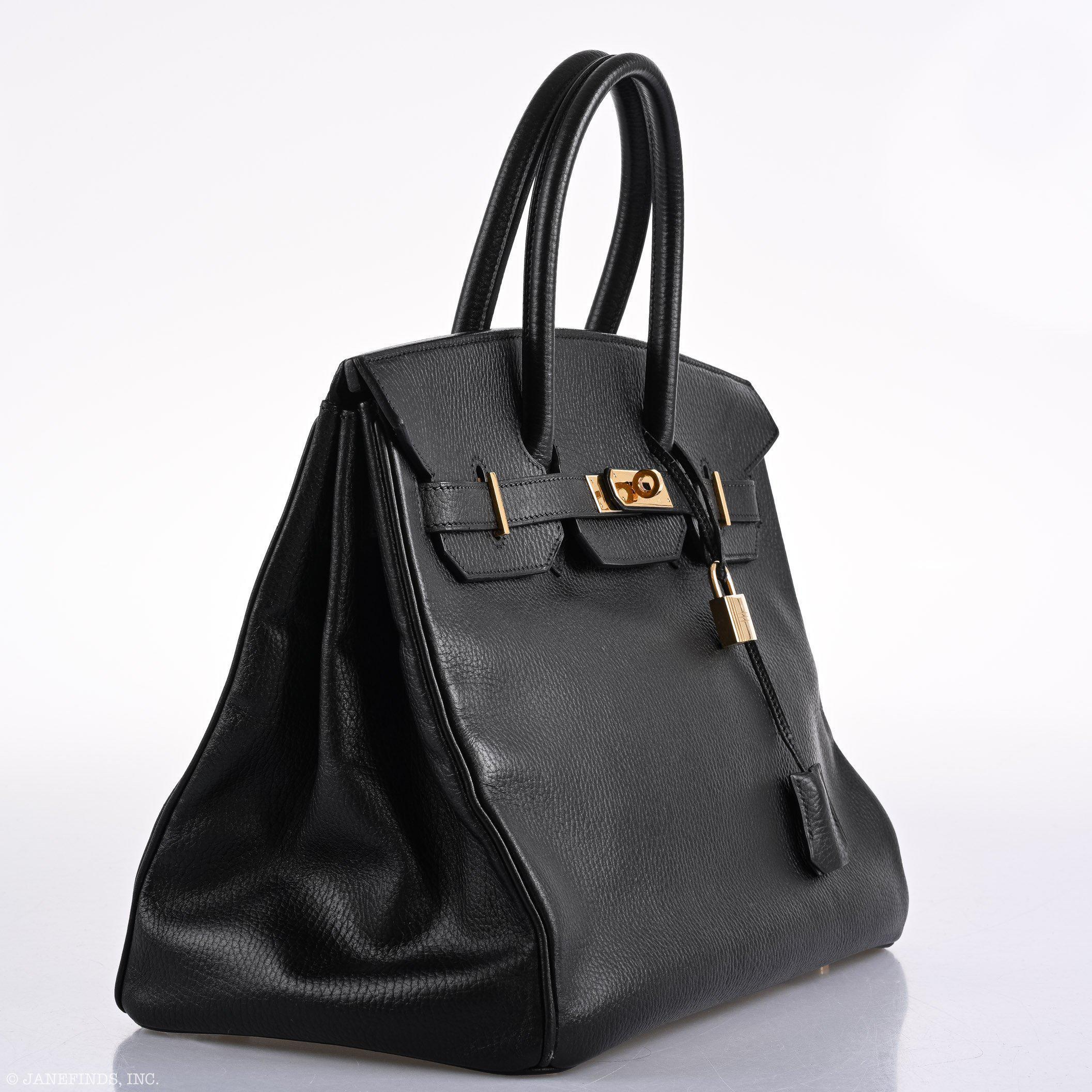 Hermes Birkin 35 Black Ardenne Gold Hardware - C Square