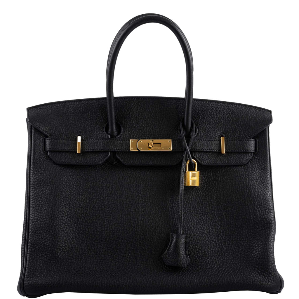 Hermes Birkin 35 Black Clemence Leather Gold Hardware - Square N