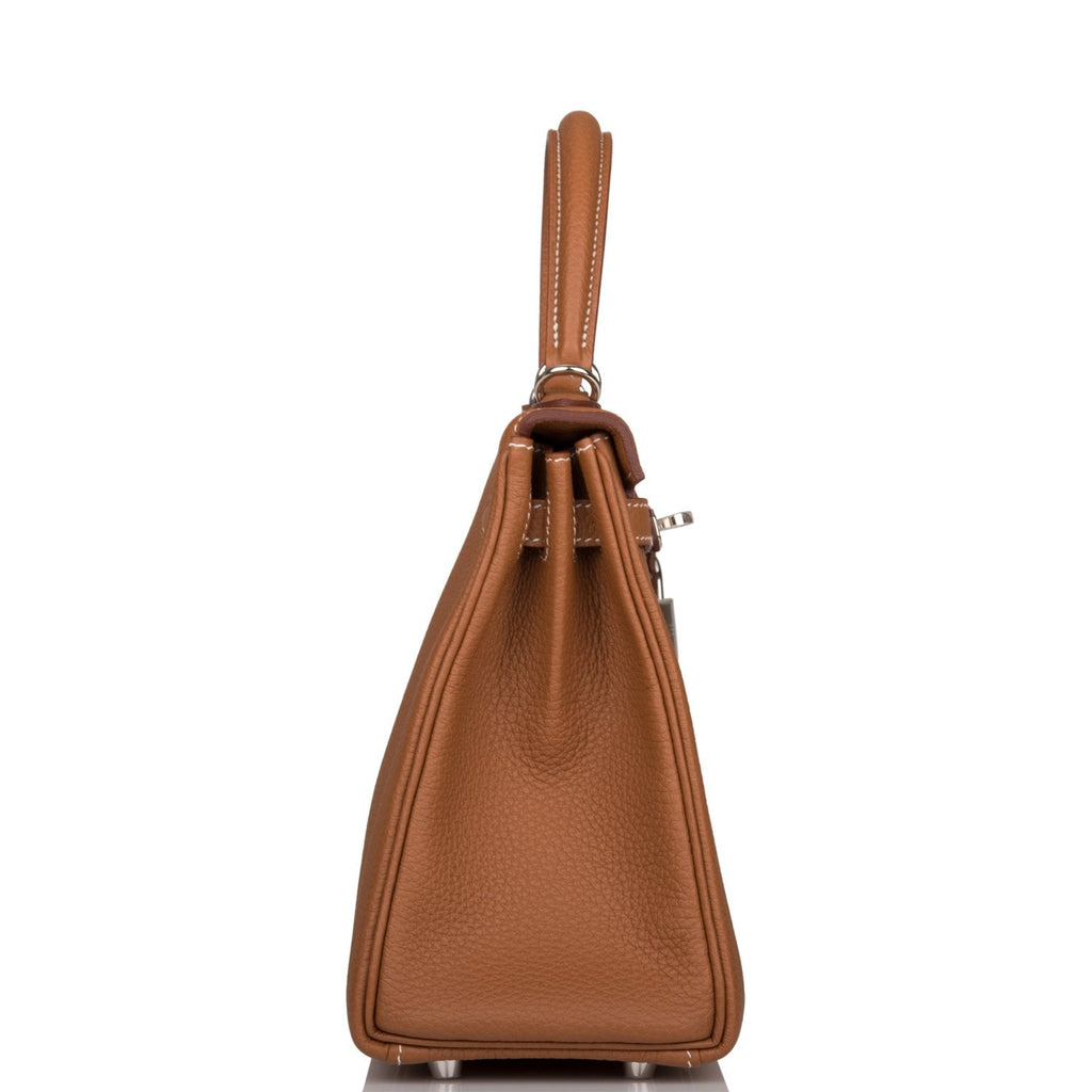 Hermes Kelly Retourne 25 Gold Togo Palladium Hardware